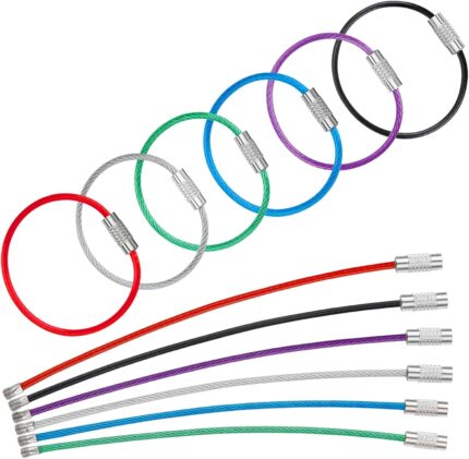 Uniclife 4 Inch Wire Keychain Cable Large Stainless Steel Key Ring Loop Holder for Luggage Tag Keeper for Travel