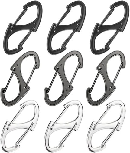 9Pcs Zipper Clip Theft Deterrent, Double Opening Lock Zipper Pull Replacement Clips, Small Carabiner Clips for Bag Luggage Pickpocket Backpack Purse Traveling Camping Suitcase