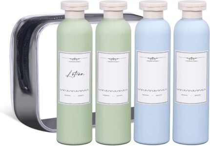 ASEVAT 8.8 oz Leak Proof Travel Bottle with Flip Cap, Shampoo and Conditioner Bottle Set, Refillable Containers for Lotion, Cream Shampoo(4Pcs)