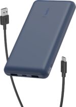 Belkin Portable Charger, USB C Power Bank 20000 mAh w/ 2 USB-A Ports, 15W w/ Type-A to Type-C Cable - iPhone 17, Air, Pro, Pro Max, AirPods, Samsung Galaxy S25, S24, Google Pixel 10, iPad, etc. - Blue