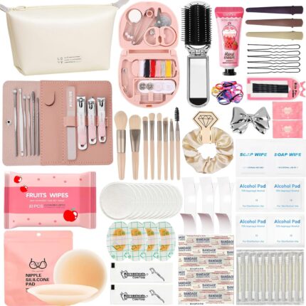 Bridal Emergency Kit for Wedding Day, Women's 40+ Essentials Items for Bride with Cosmetic Bag, Must-Haves for Wedding & Daily Travel, All-in-One Survival Set, Perfect Bride Wedding Gift