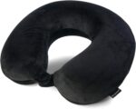 Brookstone Travel Neck Pillow - Lightweight Fleece Casing U-Shaped Stuffable Memory Foam Travel Pillow for Sleeping and Neck Support, Black