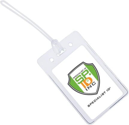 Bulk 25 Pack - Locking TOP Clear Plastic Luggage Identification Tags with Loops Included - Business Card or Photo Insert Bag Tags - Great for Travel and Student ID’s by Specialist ID