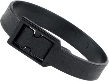 Bulk 25 Pack - Plastic Luggage Tag Strap with Secure Post & Notch Buckle - 7 3/8" x 3/8" Stylish Replacement Loop Straps for Slot Hole Bag Tags or I’D Name Badges by Specialist ID (Black)