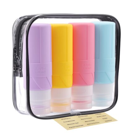 FADVAN Travel Bottles for Toiletries, 3.3oz Tsa Approved Travel Size Containers, BPA Free Leak Proof Toiletry Bottles, Refillable Easy to Squeeze and Clean (Macaron)