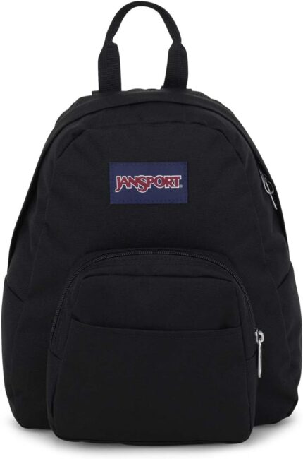 JanSport Half Pint Mini Backpack, 10.2 L - Durable Mini Bag Purse with Adjustable Shoulder Straps, Single Main Compartment, Zippered Stash Pocket, Black
