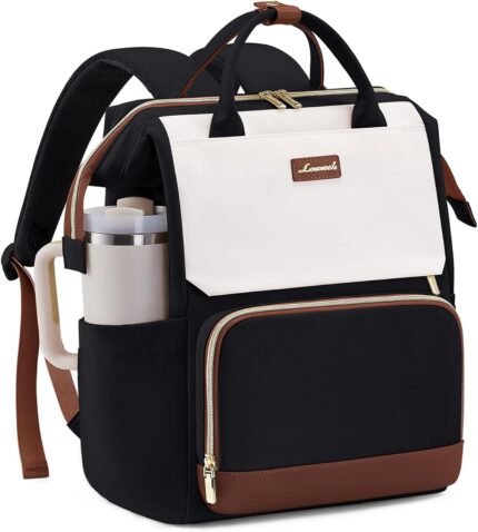 LOVEVOOK Laptop Backpack for Women with Giant Tumbler Holder Pocket, 15.6 inch Travel Work Backpack Purse for Nurse Teacher, Waterproof School Bag College Bookbag Cute Casual Daypack for Girls