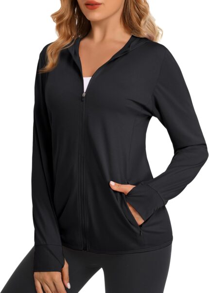 MAGCOMSEN Jackets for Women Full Zip Up Lightweight Long Sleeve UPF 50+ Workout Workout Sun Protection Hoodie