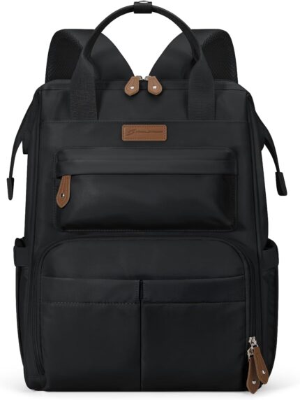 Maelstrom Laptop Backpack, Travel Backpack Gift for Women Men, Waterproof College School Computer Work Bag with Luggage Strap (Black, 15.6 Inch)