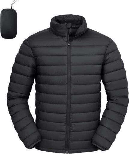 Men’s Lightweight Packable Puffer Jacket Warm Insulated Winter Jackets Water-Resistant Puffy Coat for Casual Hiking Travel