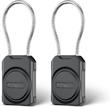 PROfezzion 2-Pack Secure Air Tag Holder with Metal Wire Cable for Luggage, IPX8 Waterproof Hard Shell Hidden Air Tag Case with Allen Key Locking System for Travel Suitcase, Backpack, Keys, Pets & More