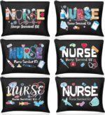 Photect 6 Pieces Nurse Makeup Bags Nurse Canvas Cosmetic Bag Survival Kit Travel Pouch Bag Gift for Women Girls Nurses School Practitioner Supplies(Black)