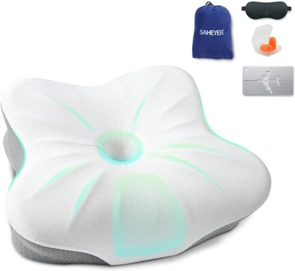 SAHEYER Memory Foam Camping Pillow, Travel Pillows for Sleeping, Cervical Neck Support Camping Gear Accessories - Small Pillow Travel Essentials for Sleeping, Backpacking, Hammock, Gray