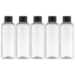 Tekson Plastic Travel Bottles 3.4 oz, Travel Size Containers for Shampoo, Empty Mouthwash Bottles with Black Screw Cap (100ml, Clear)