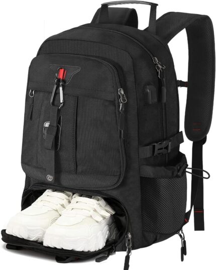 Travel Backpack for Men Women Airline Approved Anti Theft Carry on Backpack with Shoes Compartment USB Charging Port, Waterproof 60L Large Business Hiking Laptop Gym Bag for 17 Inch Laptop