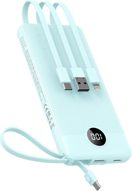 VEEKTOMX Portable Charger Built-in Cables, Power Bank for iPhone, Fast Charge USB C Battery Pack Travel Essentials Powerbank Compatible with iPhone 17/16/15/14, Samsung S25/24