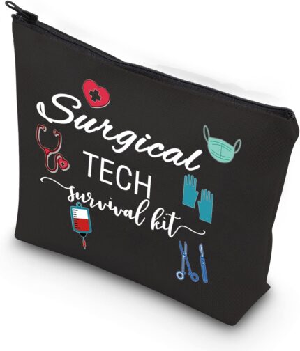 WCGXKO Surgical Tech Gift Surgical Tech Survival Kit Travel Accessories Toiletry Bag Makeup Bag (Surgical TECH black)