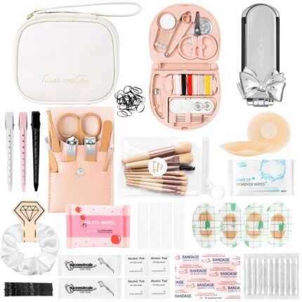 Women's Wedding Emergency Kit for Bride, Bridal Emergency Kit for Wedding Day, Weddings Personal Care Survival Set, Must-Have 40+ Essentials Items Daily Women Travel Kit with Makeup Bag for Team Bride