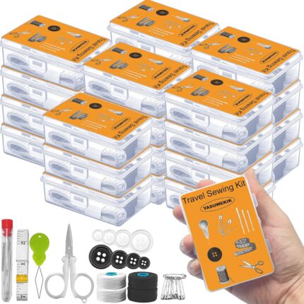 Yasuwekik Mini Travel Sewing Kit Bulk Small Emergency Outdoor Survival Military Sewing Kit with Case for Wedding Operation Christmas Shoebox Stocking Stuffer Gift, fgh345