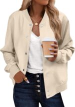 Zeagoo Bomber Jacket Women Varsity Casual Button Down Lightweight 2025 Fall Fashion Short School Outfits with Pockets
