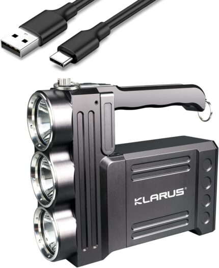klarus RS80GT 10000 Lumens Ultra-Bright Rechargeable Portable Spotlight, 6×3400mAh Battery Pack, Table Lamp, Large Flashlights, Camping Lights Great for Hurricane Emergency Kits and Travel
