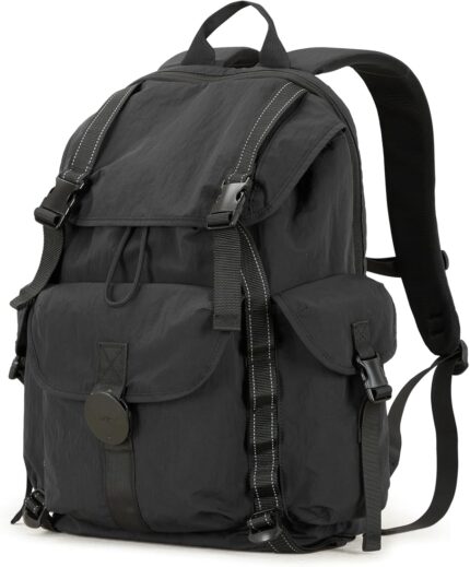 mixi Travel Backpack for Women Men, 18 Inch Carry On Laptop Backpack Flight Approved fits 16'' Laptop, Lightweight Waterproof Hiking Backpack Travel Outdoor Business Casual Daypack, Black