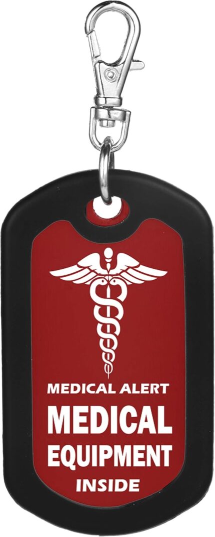 mnmoom Medical Equipment Luggage Tag Medical Alert Zipper Pull Bag Tag (Red)
