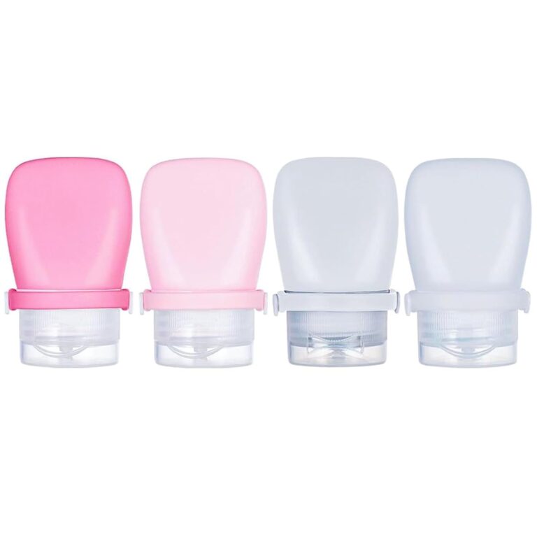 1 oz Travel Bottles, Leakproof Silicone Squeeze Bottle Mini Travel Size Container for Toiletries Lotion Shampoo and Conditioner Liquid Salad Dressing to go Condiment, TSA Approved, 4 Pack