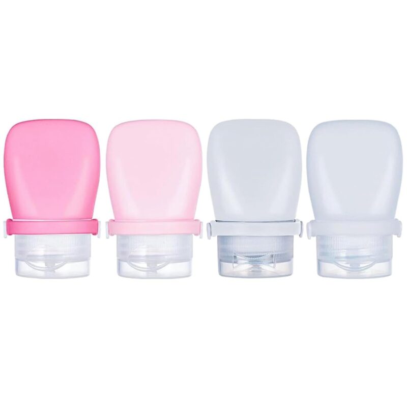 1 oz Travel Bottles, Leakproof Silicone Squeeze Bottle Mini Travel Size Container for Toiletries Lotion Shampoo and Conditioner Liquid Salad Dressing to go Condiment, TSA Approved, 4 Pack