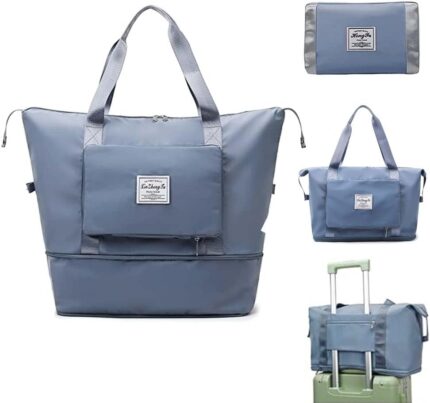 Large Capacity Foldable Travel Bag, Expandable Waterproof Carry on Bag, Dry and Wet Separation Spor Duffel Bags