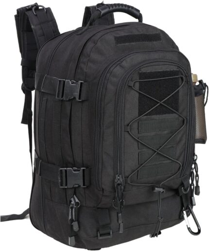 Large Tactical Backpack for Men Military Backpack with DIY System for Travel, Work,Camping,Hunting,Hiking,Sports (BLACK)