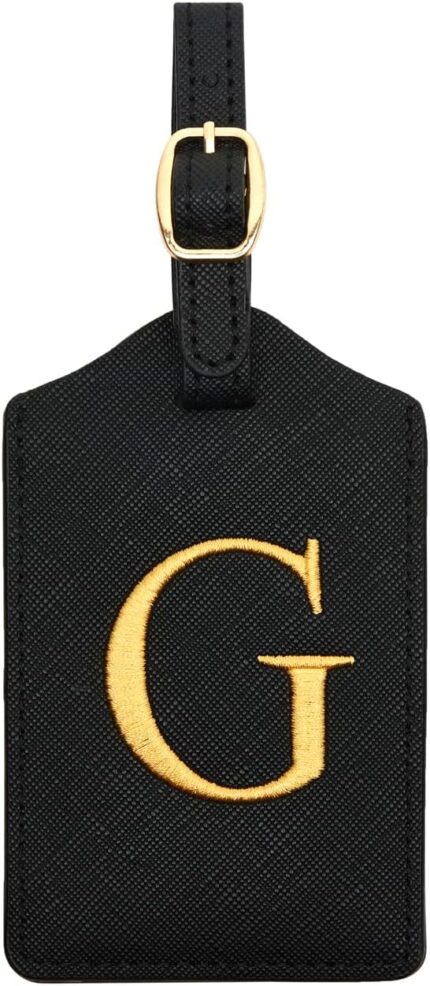 Luggage Tag PU Leather for Suitcase Baggage Handbag Travel Bag Label Suitcase Tag Label Tag w. Name Card & Privacy Cover (G)