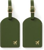 Luggage Tags for Suitcases, PU Leather Travel Tags for Luggage. (Olive Drab)