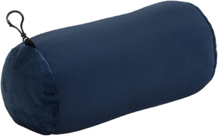Microbead Bolster Tube Travel Pillow - Compact Neck Roll Pillow for Airplane, Car, or Home - Soft Lumbar Support Pillow - Navy