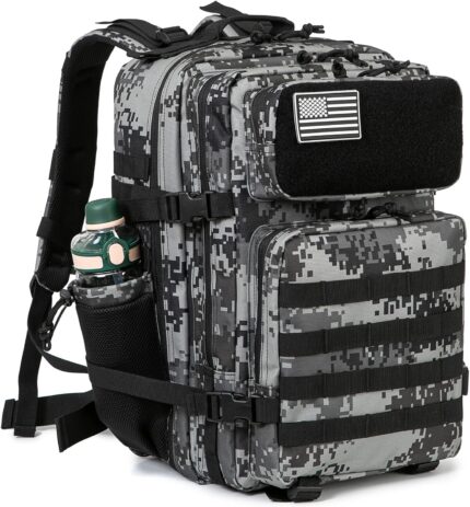 QT&QY 25L/45L Military Tactical Backpack For Men Molle Daypack 3 Day Bug Out Bag Hiking Rucksack With Bottle Holder