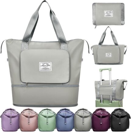 Ranslen Large Capacity Folding Travel Bag,Expansion Travel Duffel Bag with Dry and Wet Separation Portable Travel Duffel Bag