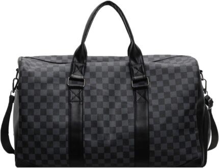 Travel Duffel Bag, PU Leather, Gym, Handheld, Messenger Bag, Foldable, Weekender Bag with Shoe Compartment, Business Travel, Waterproof Tote Bag, 40L.