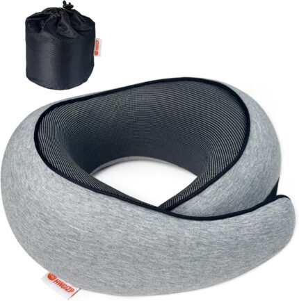 Travel Pillow | High-Density Memory Foam Pillow with 360° Surround Support. Ergonomically Designed. Ideal for Airplane Travel and Home Use.