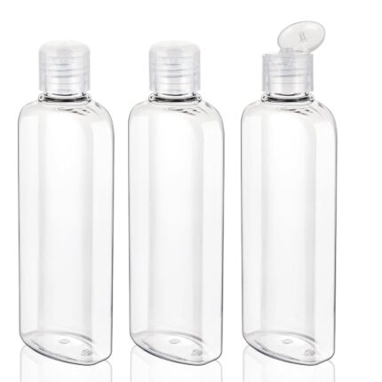 Travel Shampoo Bottles 7.7oz/220ml 3 Pack Leak Proof Plastic Squeeze Bottles with Flip Cap Travel Toiletries Empty Refillable Containers for Shampoo Conditioner Lotion